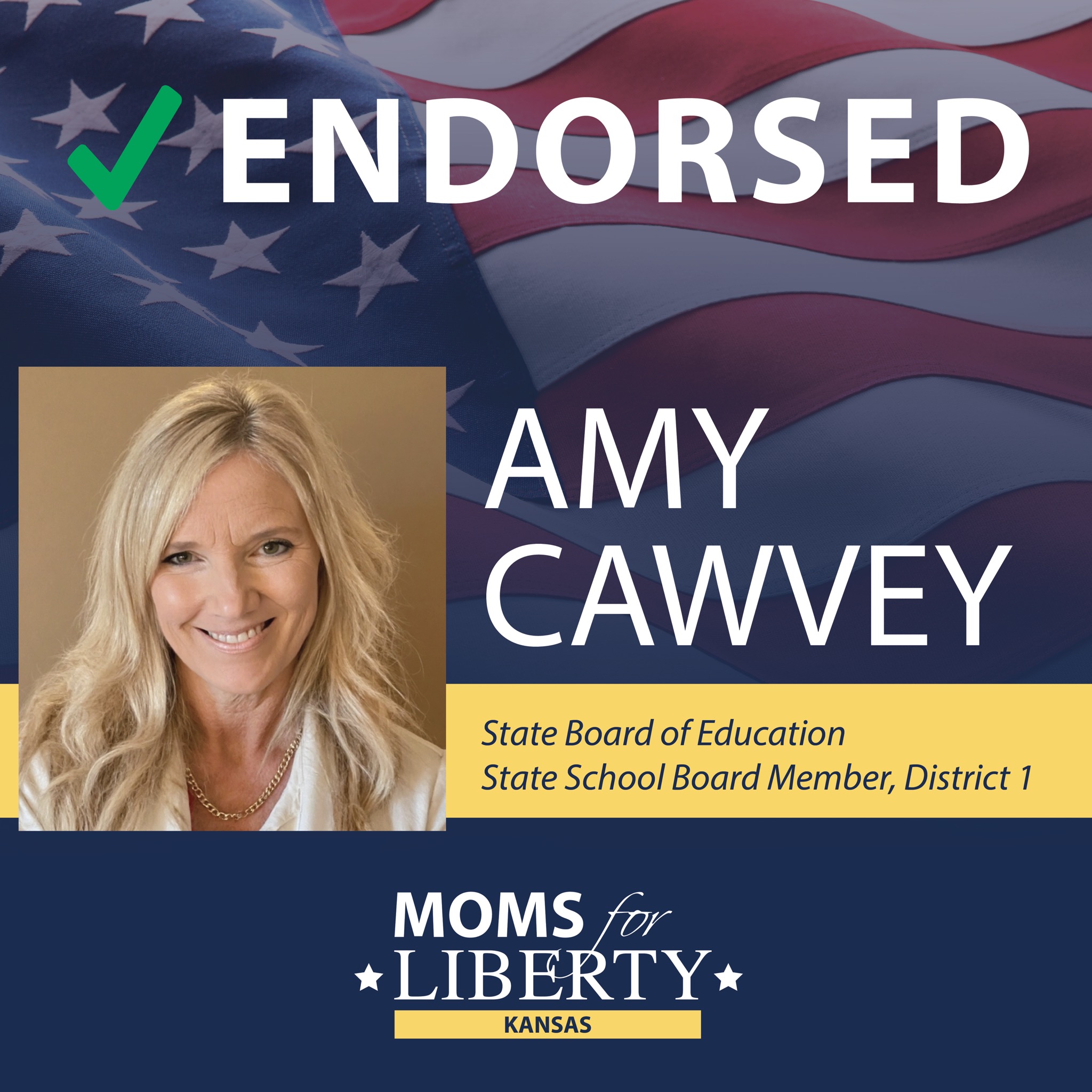Moms for Liberty endorses Amy Cawvey for Kansas State Board of Education District 1